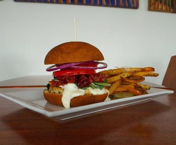 Cordon Bleu Burger at AQUA Restaurant