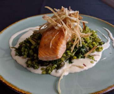 Seared Scottish Salmon Fall 2018 Menu AQUA Restaurant Duck NC
